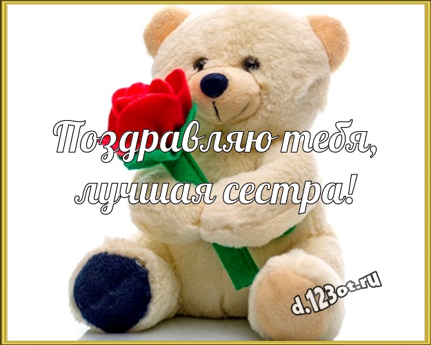 Поздравляю Тебя, лучшая сестра! Пушистая открытка для лучшей сестры с медвежатами для вацап, для telegram, для вконтакте, для фейсбук, для одноклассников! Скачать онлайн бесплатно для вацап!