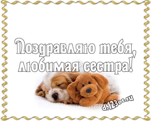 Поздравляю Тебя, любимая сестра! Радостная картинка моей сестренке с красивыми плюшевыми мишками для вацап, для телеграм, для вк, для фейсбук, для одноклассники! Скачать онлайн бесплатно для вацап!