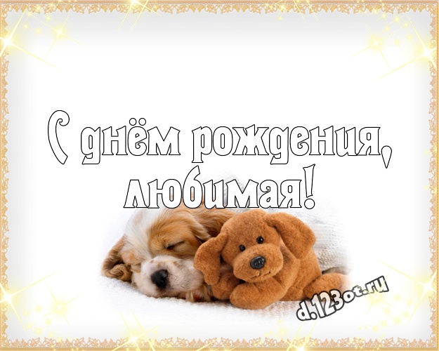 С днём рождения, любимая! Ангельская открытка лучшей девушке с классным плюшевым медвежонком для вацап, для telegram, для вк, для фейсбука, для одноклассников! Скачать онлайн бесплатно для вацап!