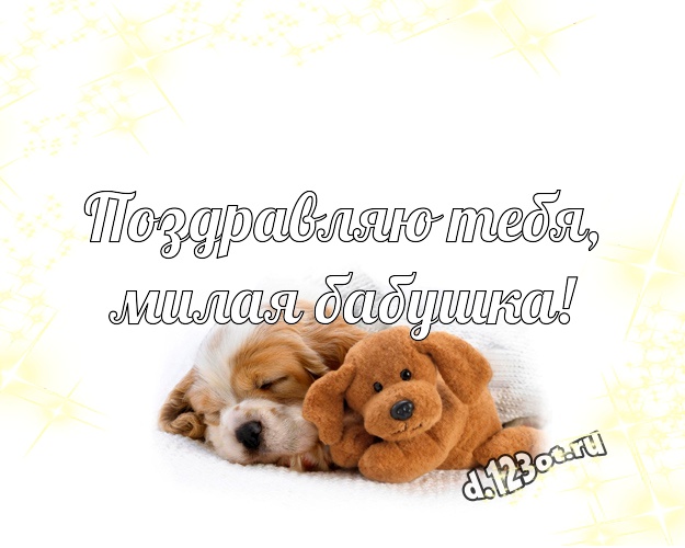 Поздравляю Тебя, милая бабушка! Ангельская картинка любимой бабушке с плюшевым мишкой для whatsApp, для telegram, для вконтакте, для facebook, для одноклассников! Скачать онлайн бесплатно для вацап!