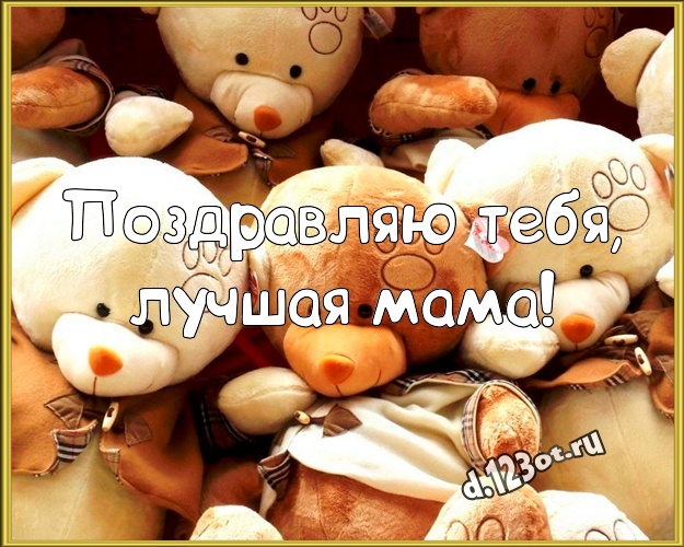 Поздравляю Тебя, лучшая мама! Радостная открытка лучшей маме с плюшевым мишкой для whatsApp, для телеграм, для vk, для фейсбука, для одноклассники! Скачать онлайн бесплатно для вацап!