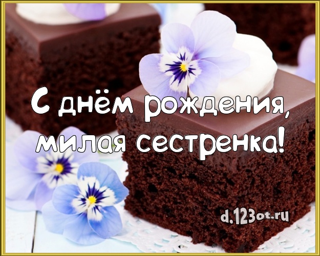 С днём рождения, милая сестренка! С днём рождения, милая сестренка! Красивая открытка классной сестре с тортиком и ягодами для вацап, для телеграм, для вк, для facebook, для одноклассники! Скачать онлайн бесплатно для вацап!