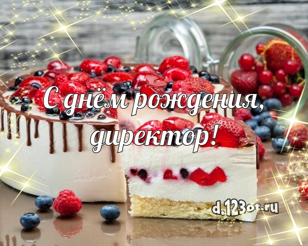 С днём рождения, директор! Сочная картинка директору мужчине с вкусняшками для whatsApp, для телеграм, для вк, для фейсбука, для одноклассники! Скачать онлайн бесплатно для вацап!