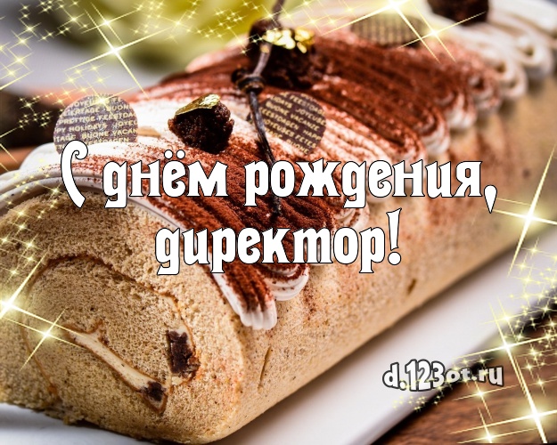 С днём рождения, директор! Красивая открытка начальнице с тортиком и ягодами для вацап, для телеграм, для вконтакте, для фейсбука, для одноклассников! Скачать онлайн бесплатно для вацап!
