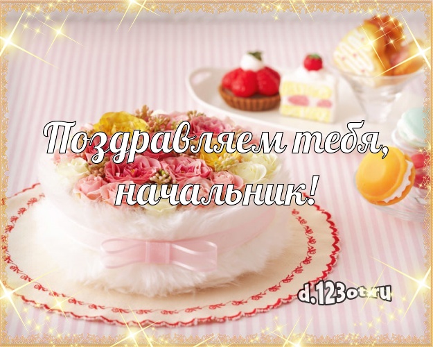 Поздравляем Тебя, начальник! Красивая картинка лучшему начальнику с лучшим тортом для вацап, для telegram, для вконтакте, для фейсбук, для одноклассников! Скачать онлайн бесплатно для вацап!