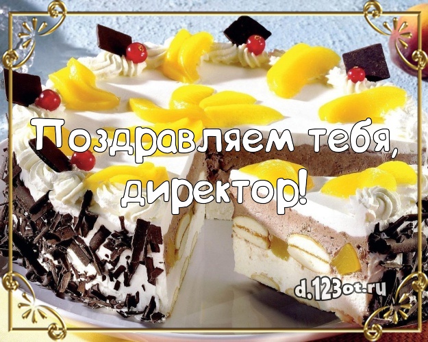 Поздравляем Тебя, директор! Авторская картинка классному начальнику с лучшим тортом для ватсапа, для телеграм, для vk, для фейсбук, для одноклассники! Скачать онлайн бесплатно для вацап!