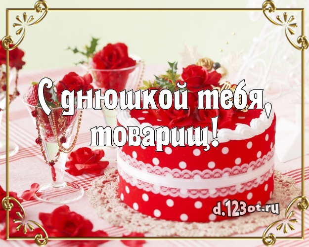 С днюшкой Тебя, товарищ! Вкусная картинка для лучшего мужчины с аппетитным тортом для whatsApp, для telegram, для вконтакте, для фейсбук, для одноклассники! Скачать онлайн бесплатно для вацап!