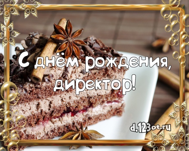 С днём рождения, директор! Красивая картинка дорогому начальнику с тортиком и ягодами для вацап, для телеграм, для vk, для фейсбука, для одноклассники! Скачать онлайн бесплатно для вацап!